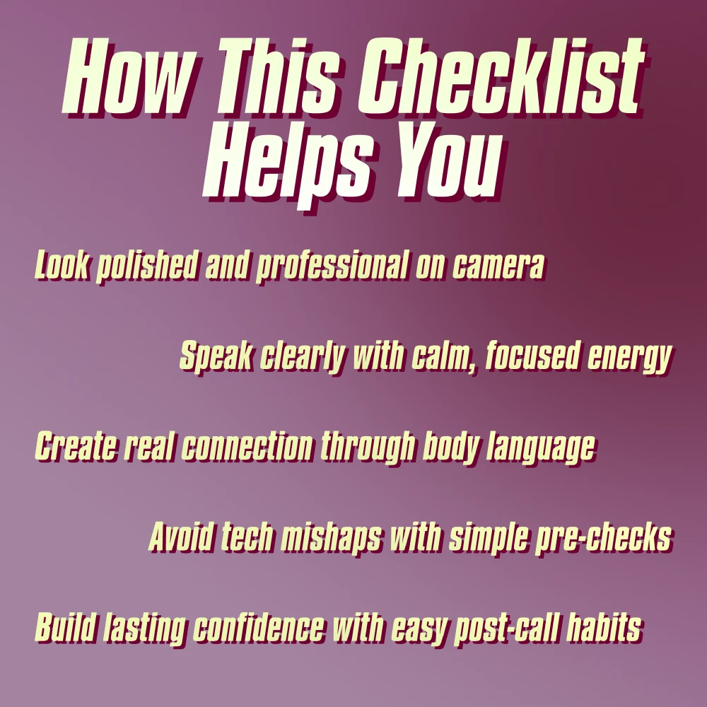 Confidence On Camera: Your Go-To Video Call Checklist | Digital Download | How to Be Confident on Video Call | Printable PDF Checklist for Zoom, Meetings & Online Interviews - Image 3