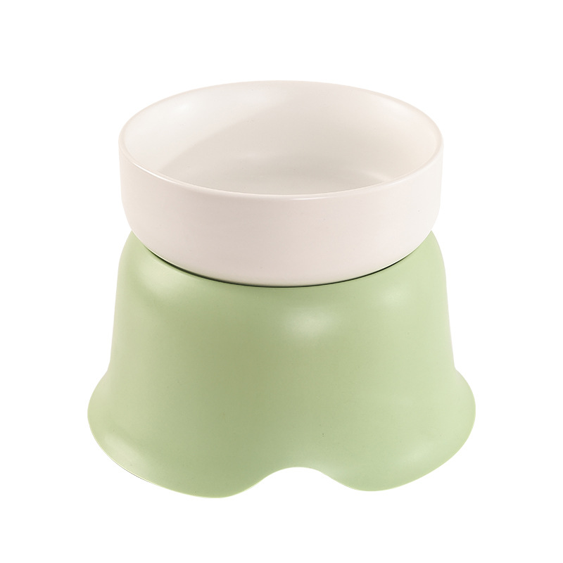 Elevated Ceramic Stainless Steel Cat Dog Bowl Anti-Tip Flower Design Feeder view 5