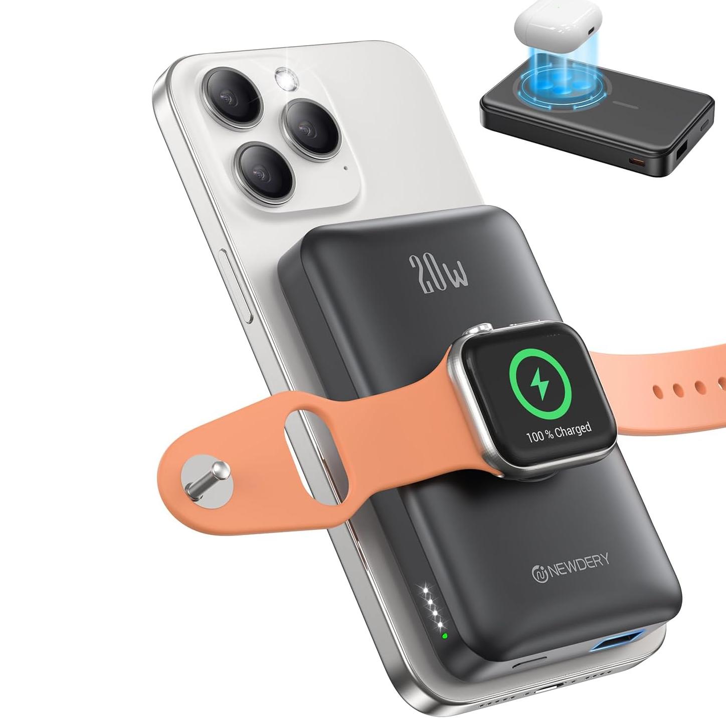 10000mAh Magnetic Wireless Power Bank for iPhone, Apple Watch & Galaxy Devices view 2
