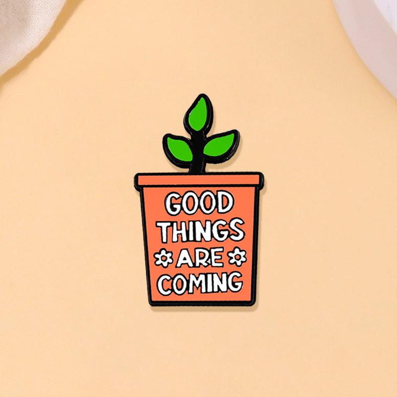 Creative Green Potted Plant Enamel Brooch