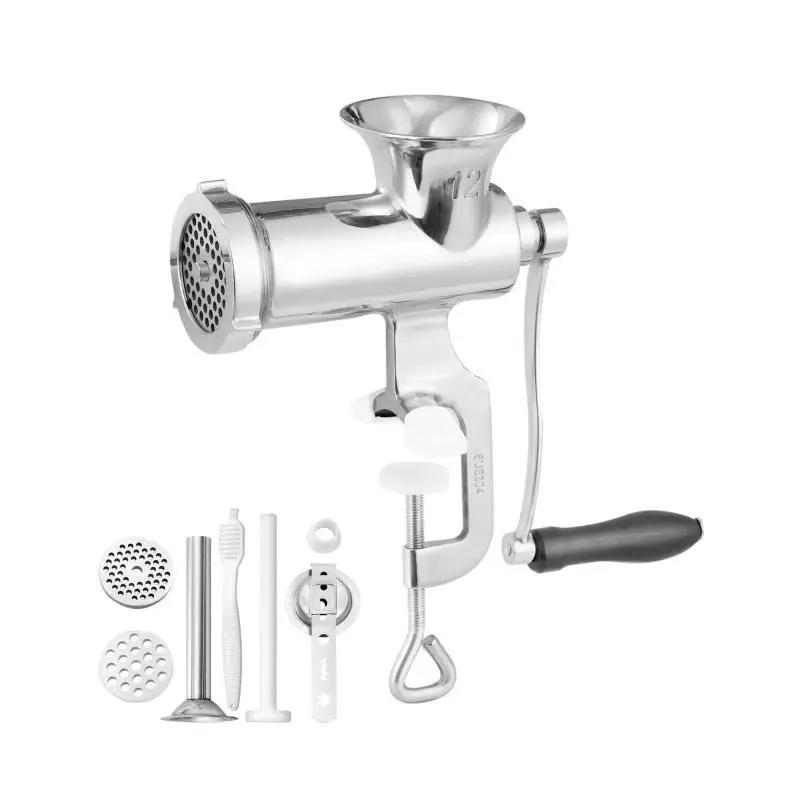 Manual Stainless Steel Meat Grinder with Table Clamp & Sausage Maker view 2