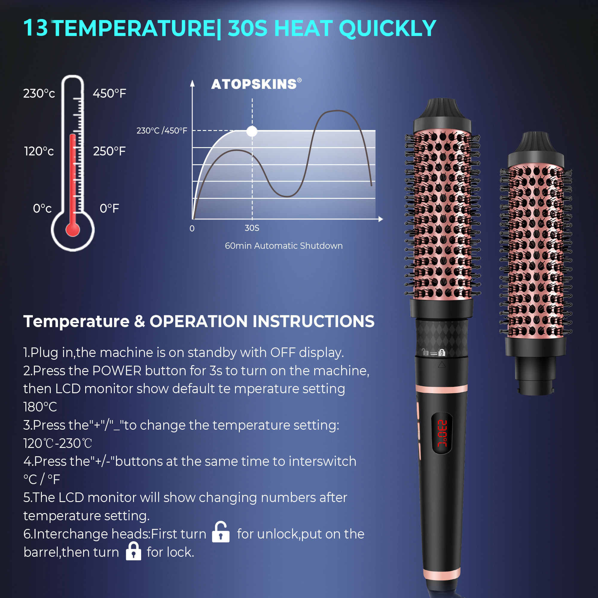 2 in 1 Heated Ionic Curling Brush view 4