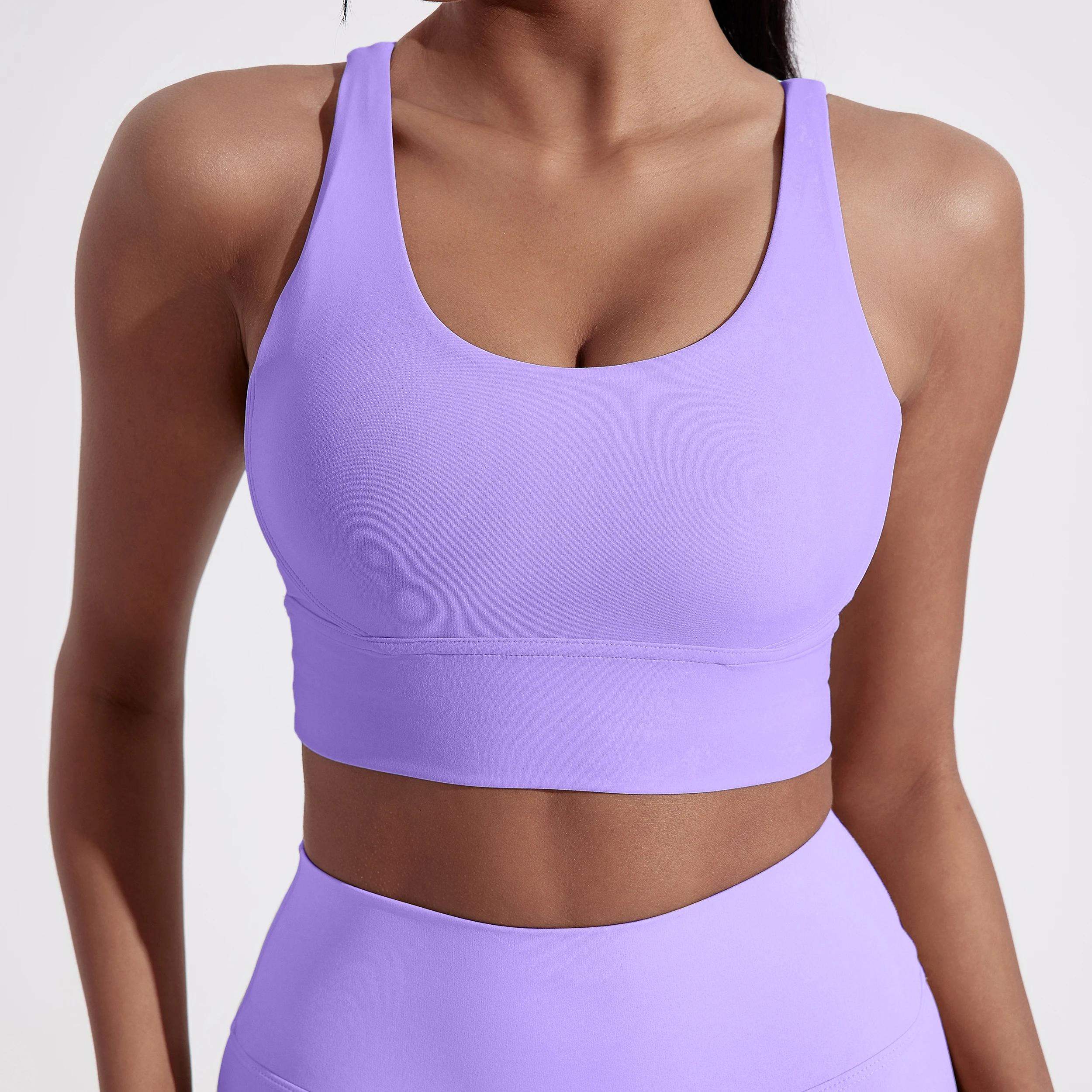 Shockproof Sports Bra High Support Cross Back Yoga Fitness Top with Chest Pad view 5