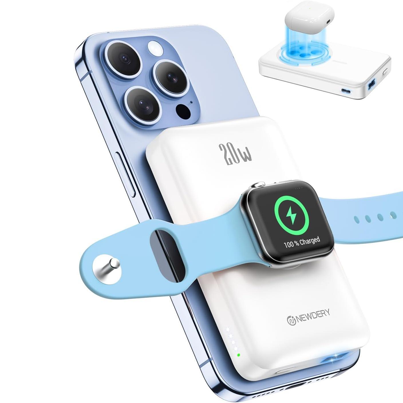 2-in-1 Magnetic Wireless Power Bank for iPhone and Apple Watch with 20W Fast Charge view 2