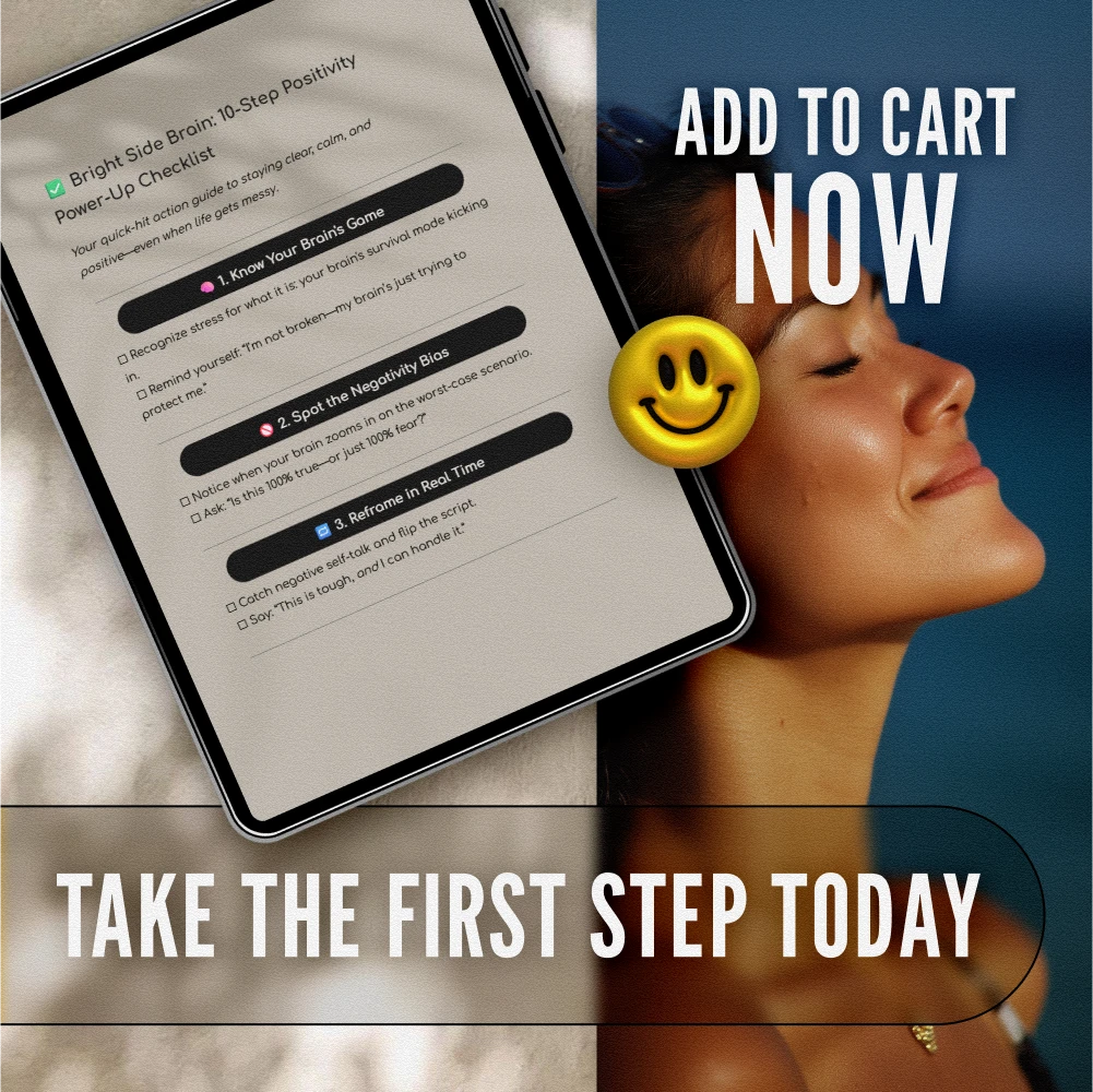 Bright Side Brain: 10-Step Positivity Power-Up Checklist | Digital Download for How to Think Positive When Stressed | Printable Mental Wellness Checklist - Image 7
