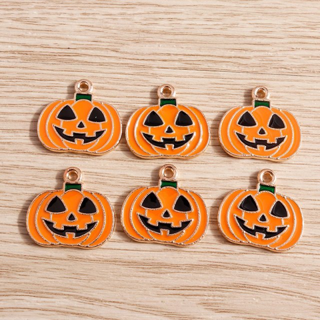 10pcs Enamel Halloween Pumpkin Charms for Jewelry Making and DIY Crafts