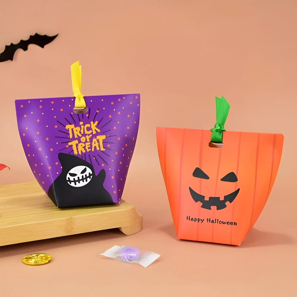 10Pcs Halloween Pumpkin Candy Boxes for Treats & Party Favors - Image 2
