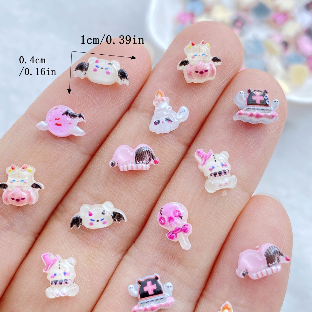 50Pcs Halloween Nail Art Charms - Cute Bat, Skull & Lollipop 3D Resin Decorations - Image 6