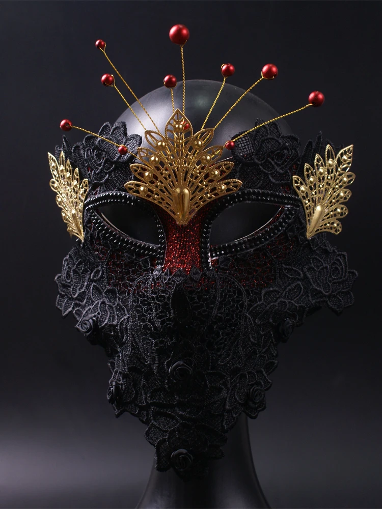 Elegant Black Lace Veil Masquerade Mask for Men & Women - Image 2