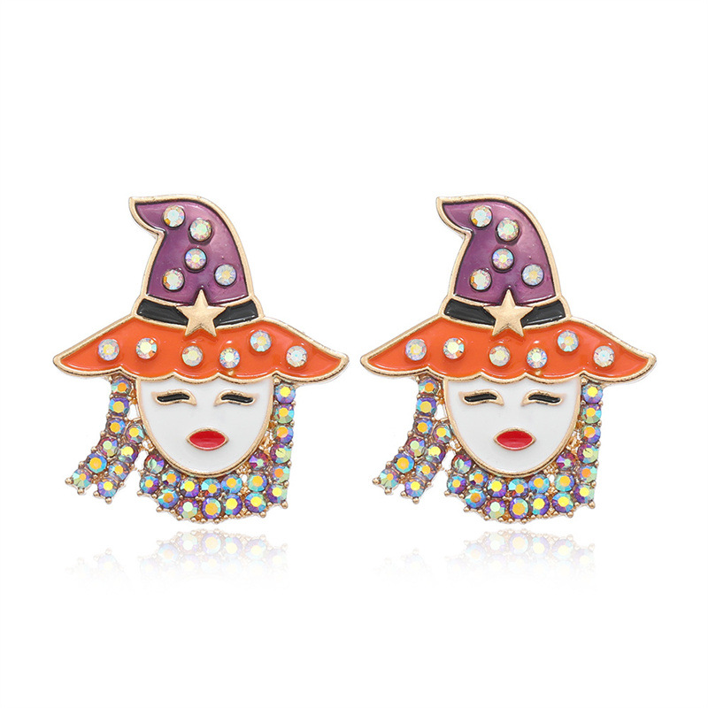 Spooky Witch Metal Stud Earrings - Halloween Party Jewelry - Image 6