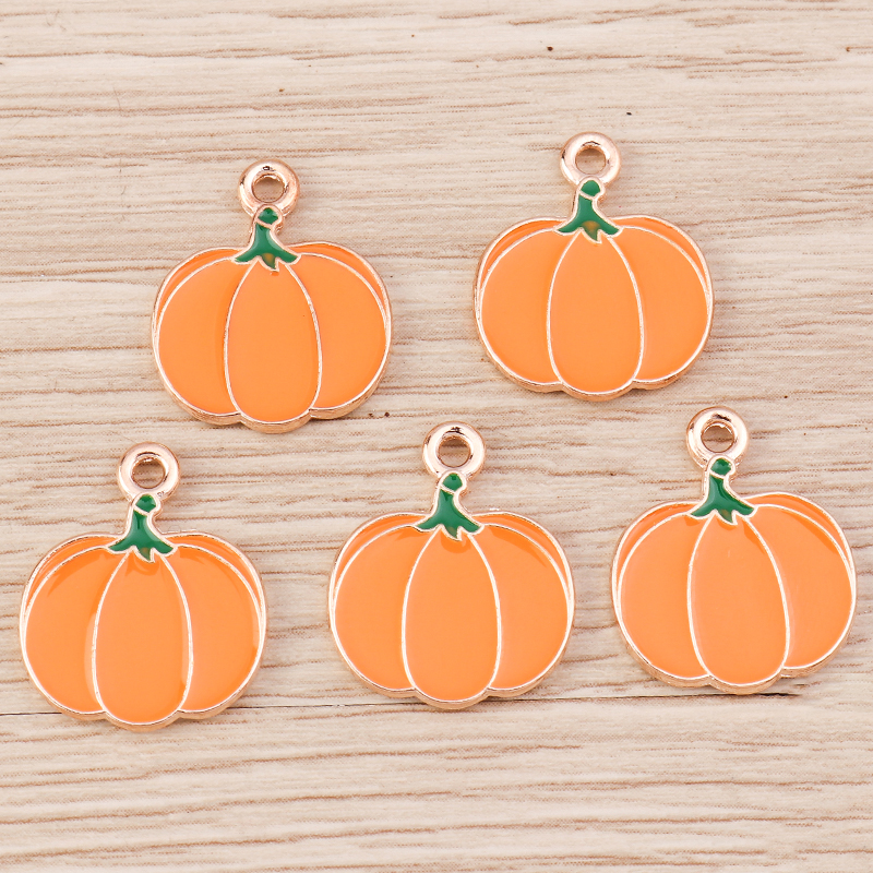 10pcs Enamel Pumpkin Charms Pendants for DIY Earrings Necklaces Bracelets - Image 2