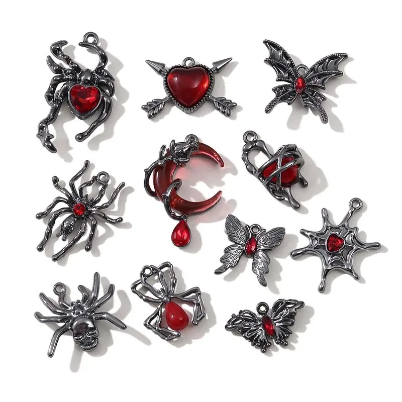 5pcs Gothic Moon Spider Butterfly DIY Charms for Earrings, Necklaces & Keychains - Image 4