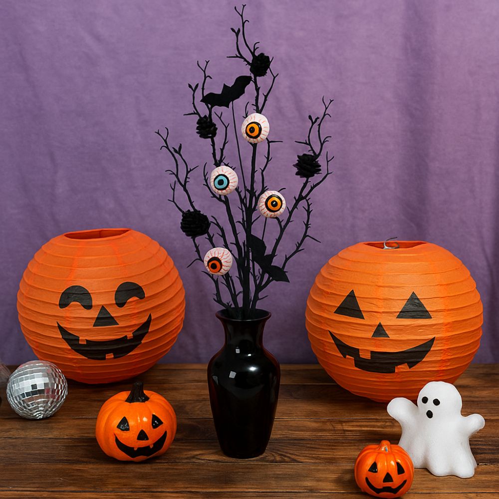 50cm Halloween Maple Bat Bouquet with Spooky Eyeball Twig Branches - Image 2