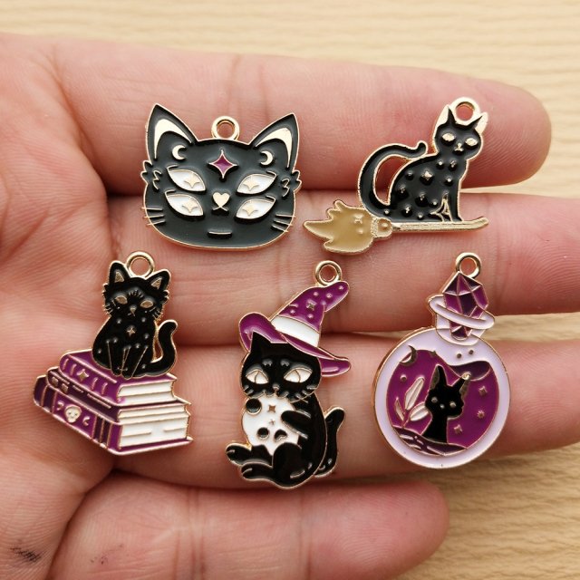 10pcs Gold Cat Charms for DIY Jewelry Making – Pendants for Necklaces & Bracelets