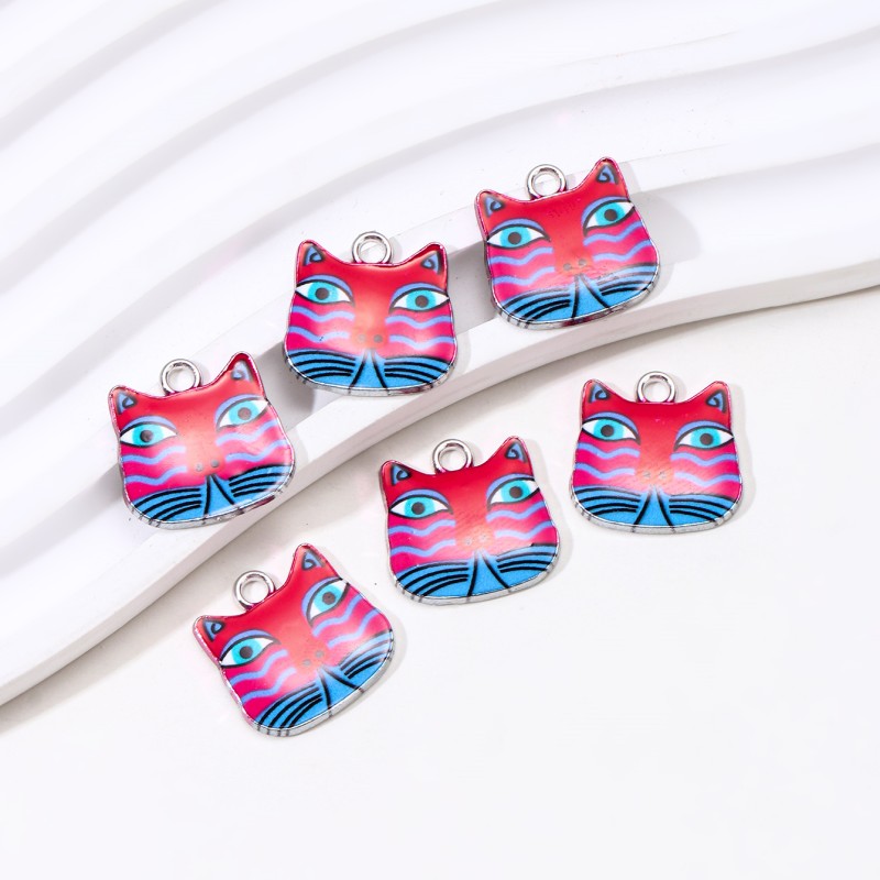 10pcs Cute Cat Enamel Charms - Image 2