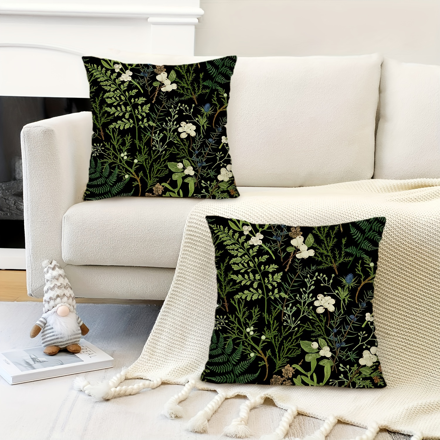 Vintage Sage Green Botanical Throw Pillow Cover - Image 2
