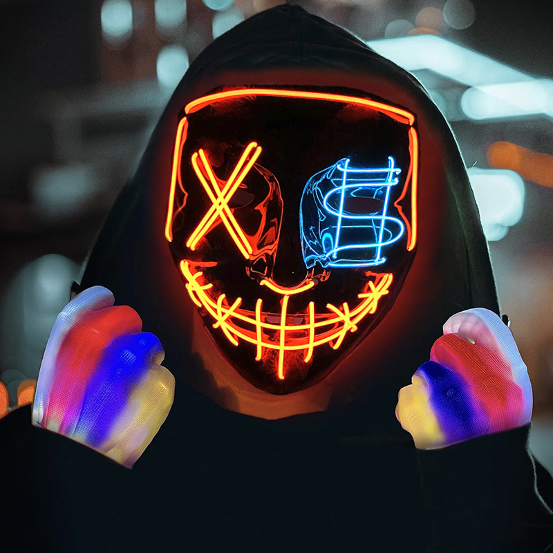 Wireless LED Horror Purge Mask - Glowing Face Mask for Cosplay & Parties