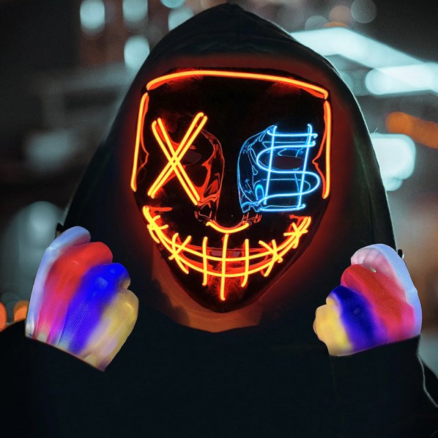 Wireless LED Horror Purge Mask - Glowing Face Mask for Cosplay & Parties