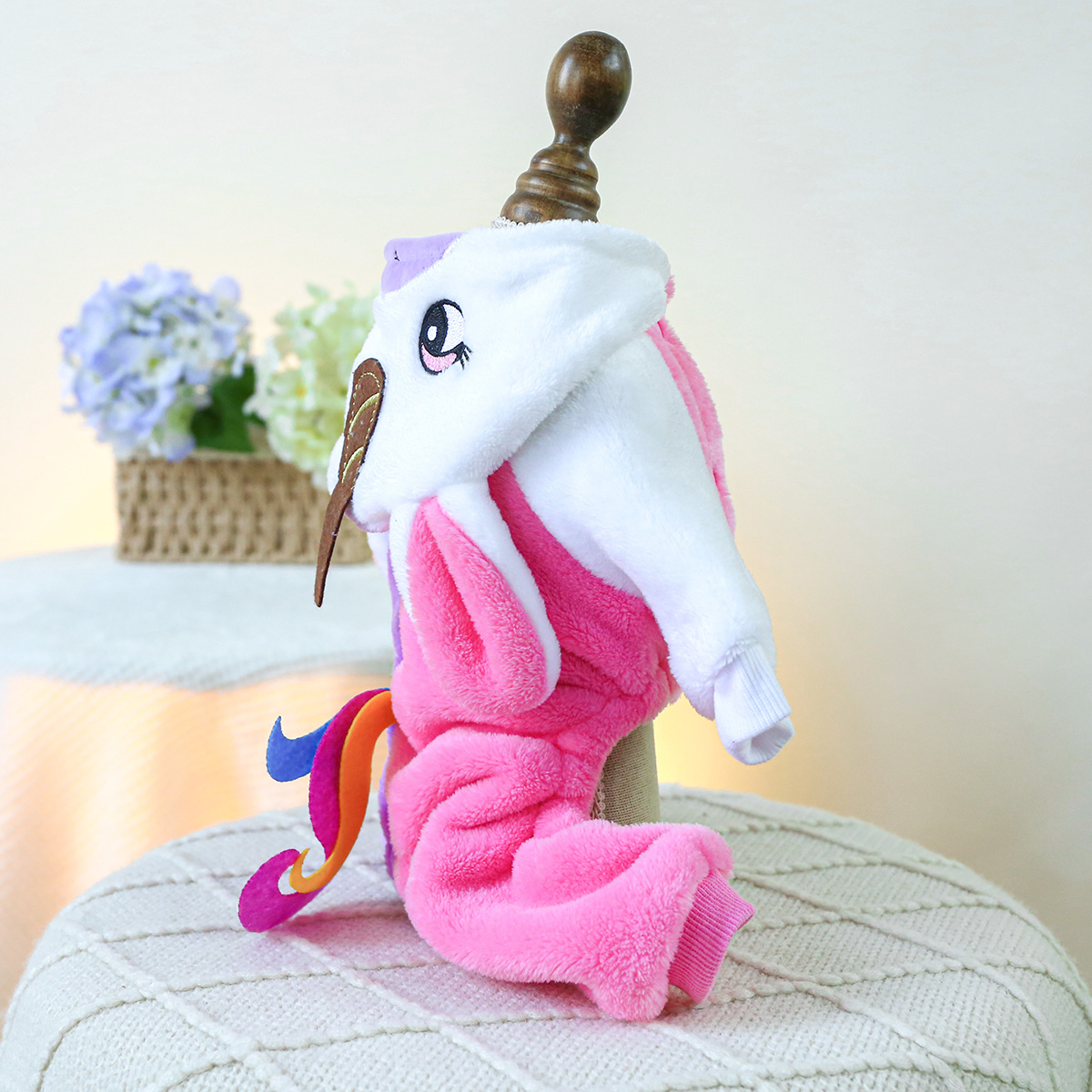 Rainbow Unicorn Dog Hoodie Winter Warm Fleece Four-Legged Pet Outfit - Image 6