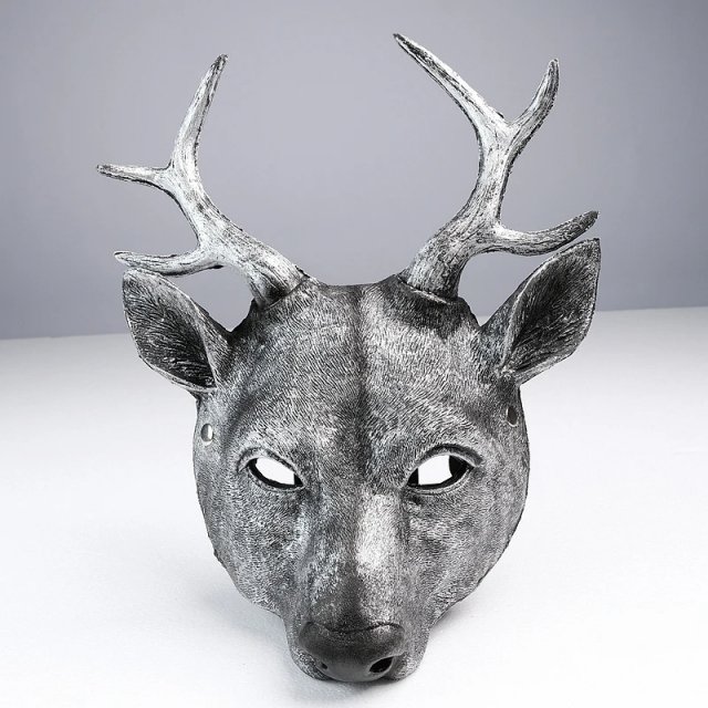 Halloween Cosplay White Deer Mask with Antlers for Men