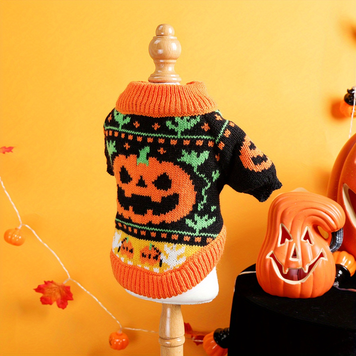 Halloween Pumpkin Pet Sweater - Image 4