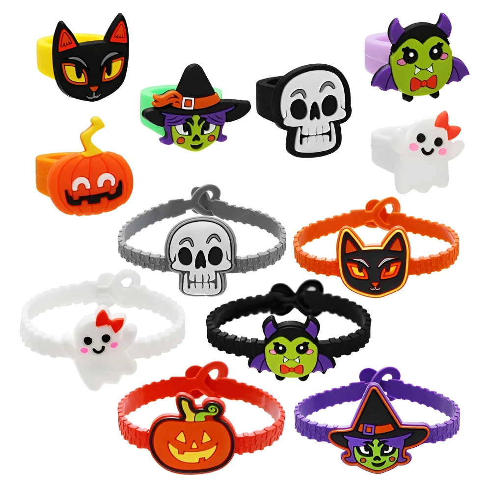 10pcs Halloween Rings & Bracelet Set - Cute Cartoon Party Accessories - Image 4