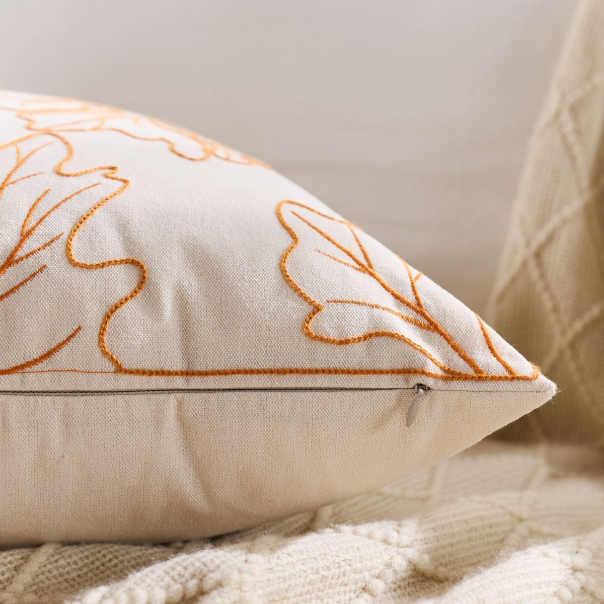 Autumn Maple Leaf Embroidered Pillowcase Cushion Cover 18x18 Inch - Image 5