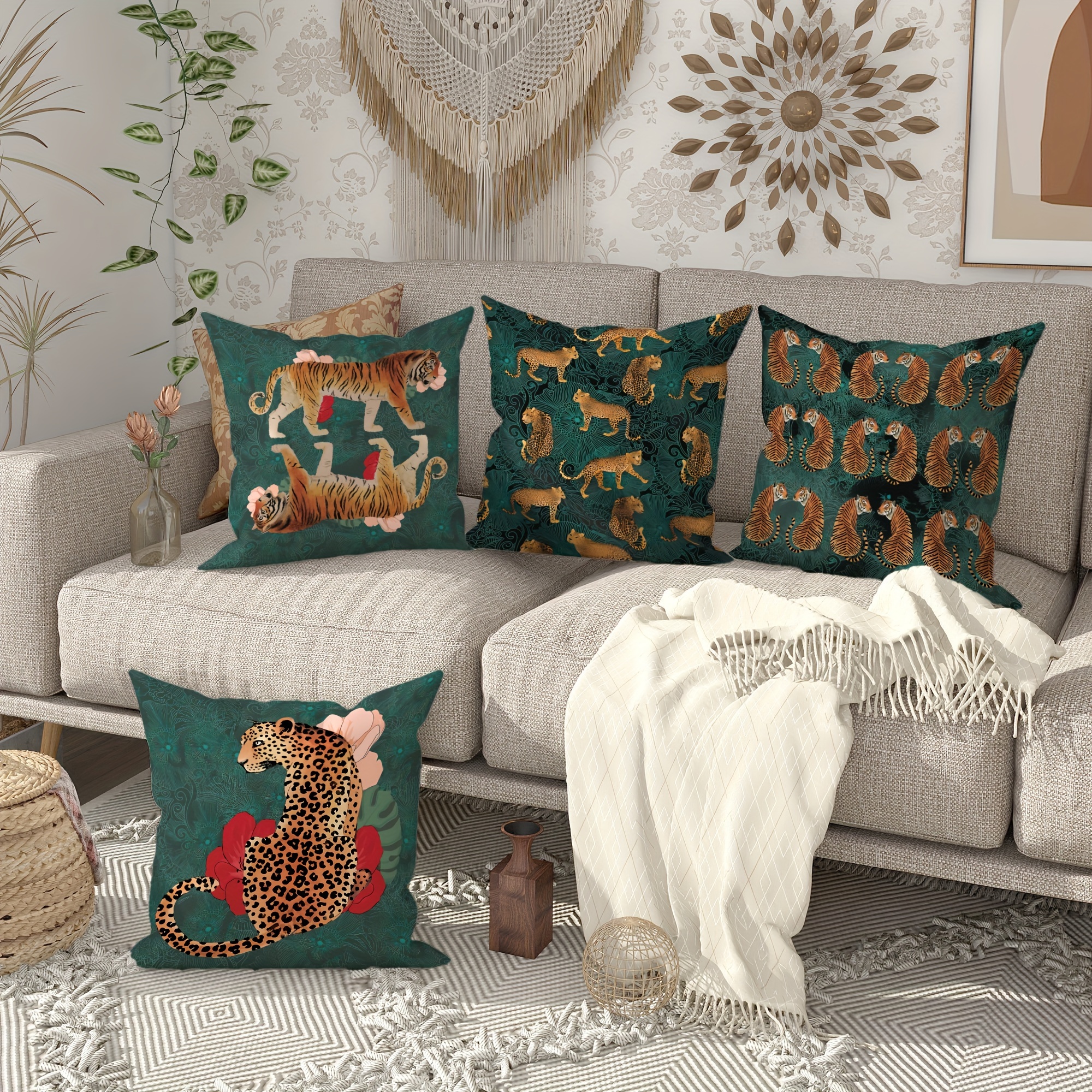 Bohemian Tiger Floral Pillow Cover - Image 3