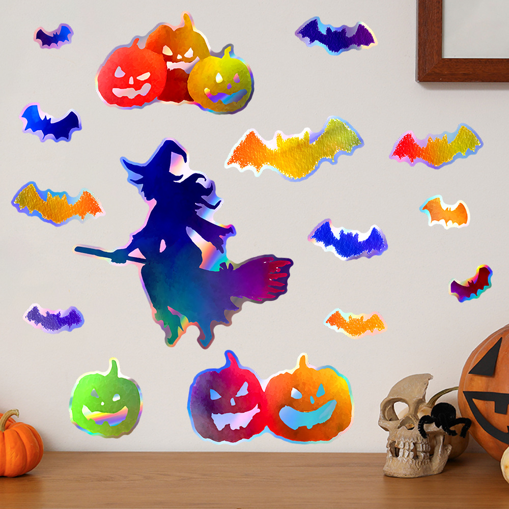 Halloween Witch Bat Pumpkin Wall Stickers - Image 2