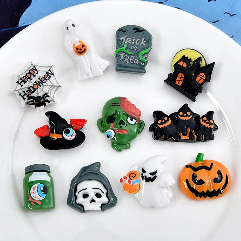 10Pcs Cute Resin Halloween Flat Backs for DIY Crafts & Jewelry Making - Image 2