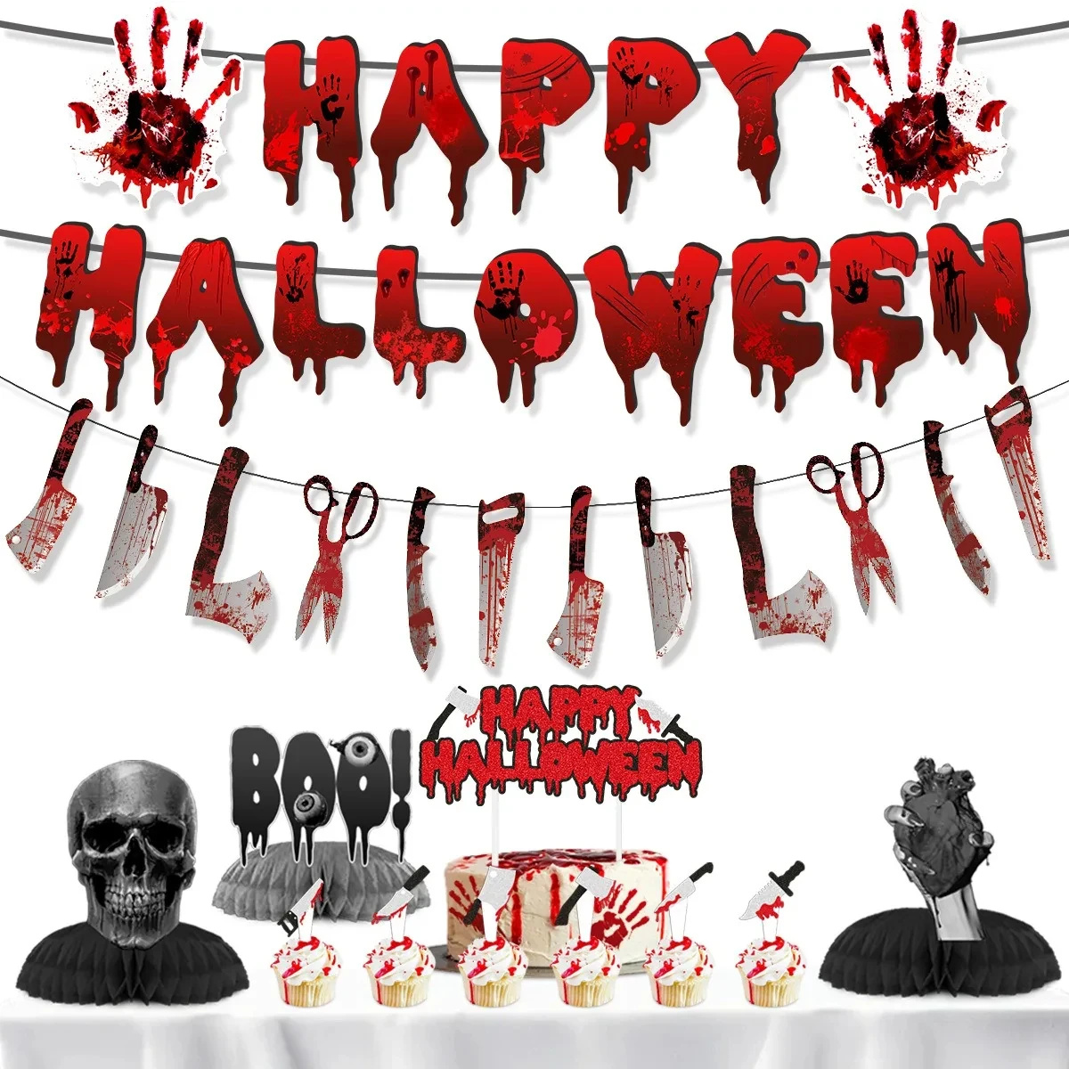 Halloween Bloodstain Ghost Festival Banner - Haunted House Party Garlands
