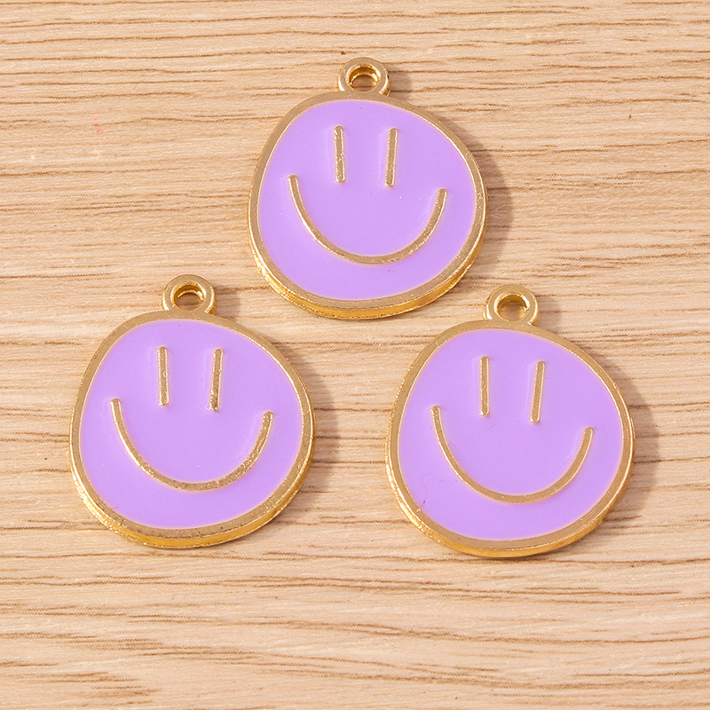 10pcs Colorful Enamel Smile Face Charms for DIY Jewelry Making - Image 5