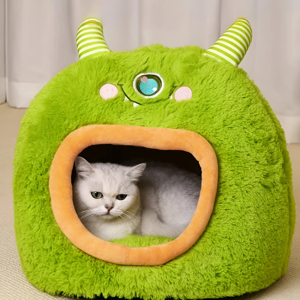 Cozy Monster Pet Bed – Enclosed Cat & Dog House - Image 4