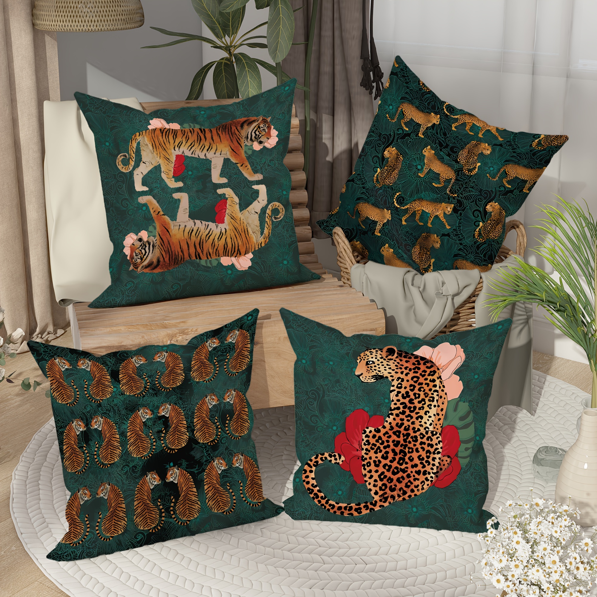 Bohemian Tiger Floral Pillow Cover - Image 5