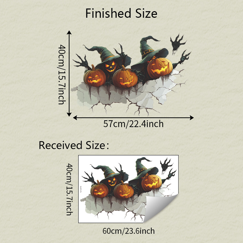 Halloween Wall-Breaking Pumpkin Ghost Hand Wall Stickers - Image 6