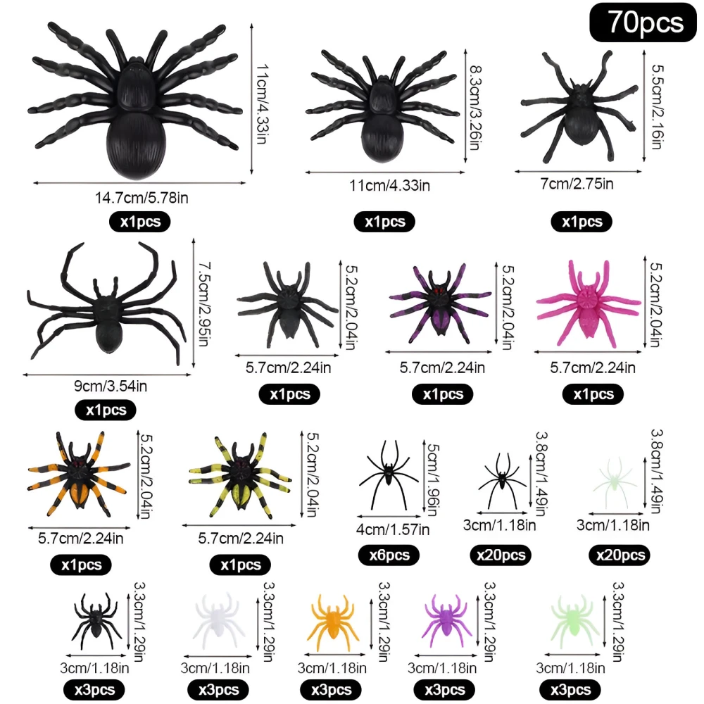 Realistic Plastic Spiders Halloween Decoration 70pcs - Image 6