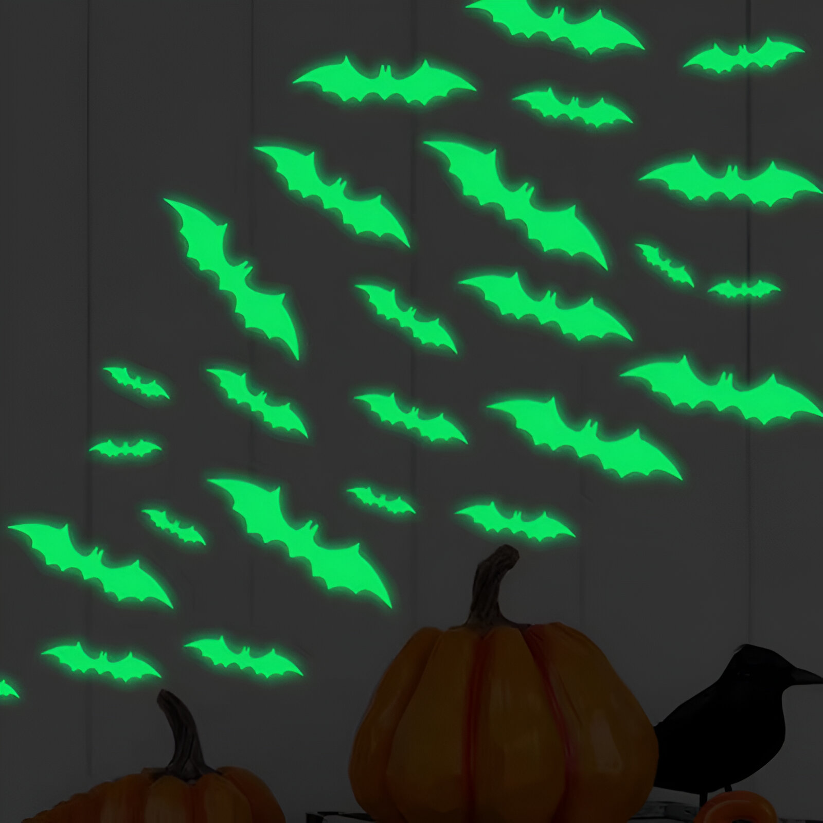 16pcs Glow-in-the-Dark Halloween Bat Wall Stickers - Spooky Party Décor - Image 5