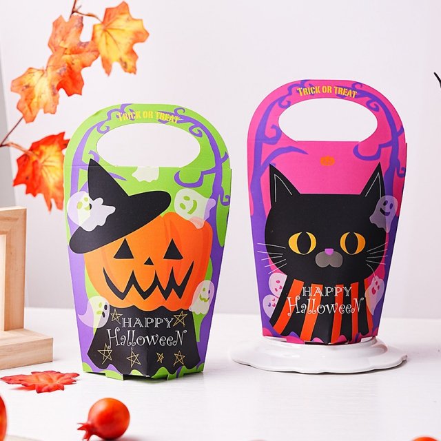 Cartoon Halloween Pumpkin & Black Cat Trick-or-Treat Bag for Kids