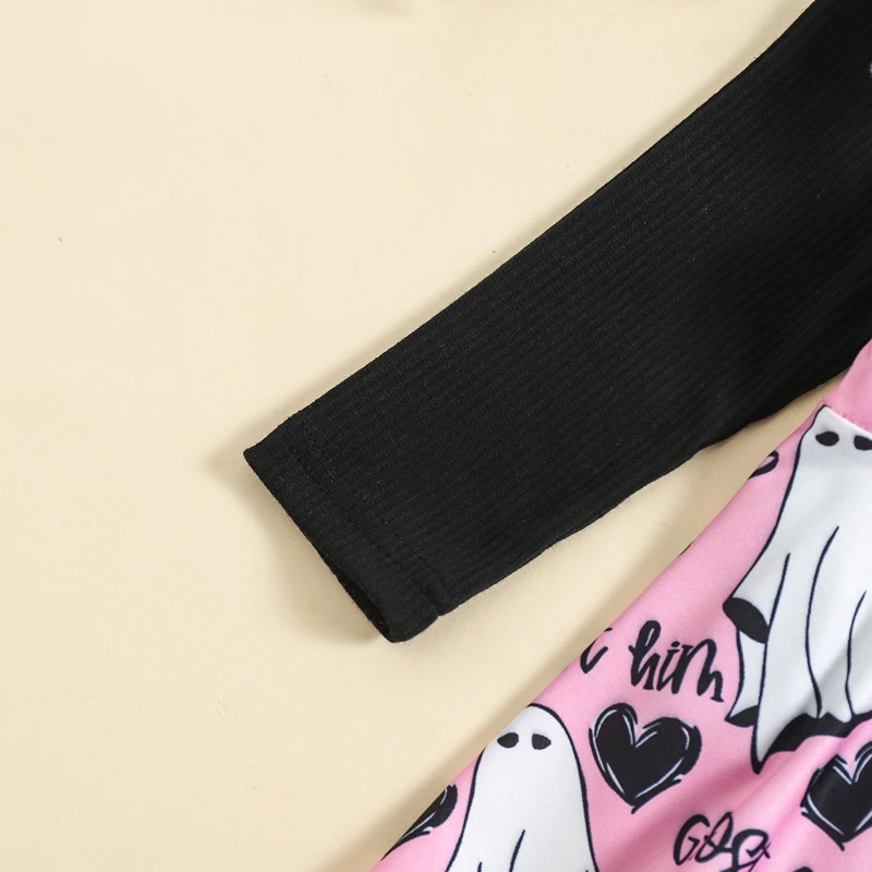 Toddler Girl Halloween Ghost Print Dress Set with Long Sleeve Shirt - Baby Fall Outfit - Image 6