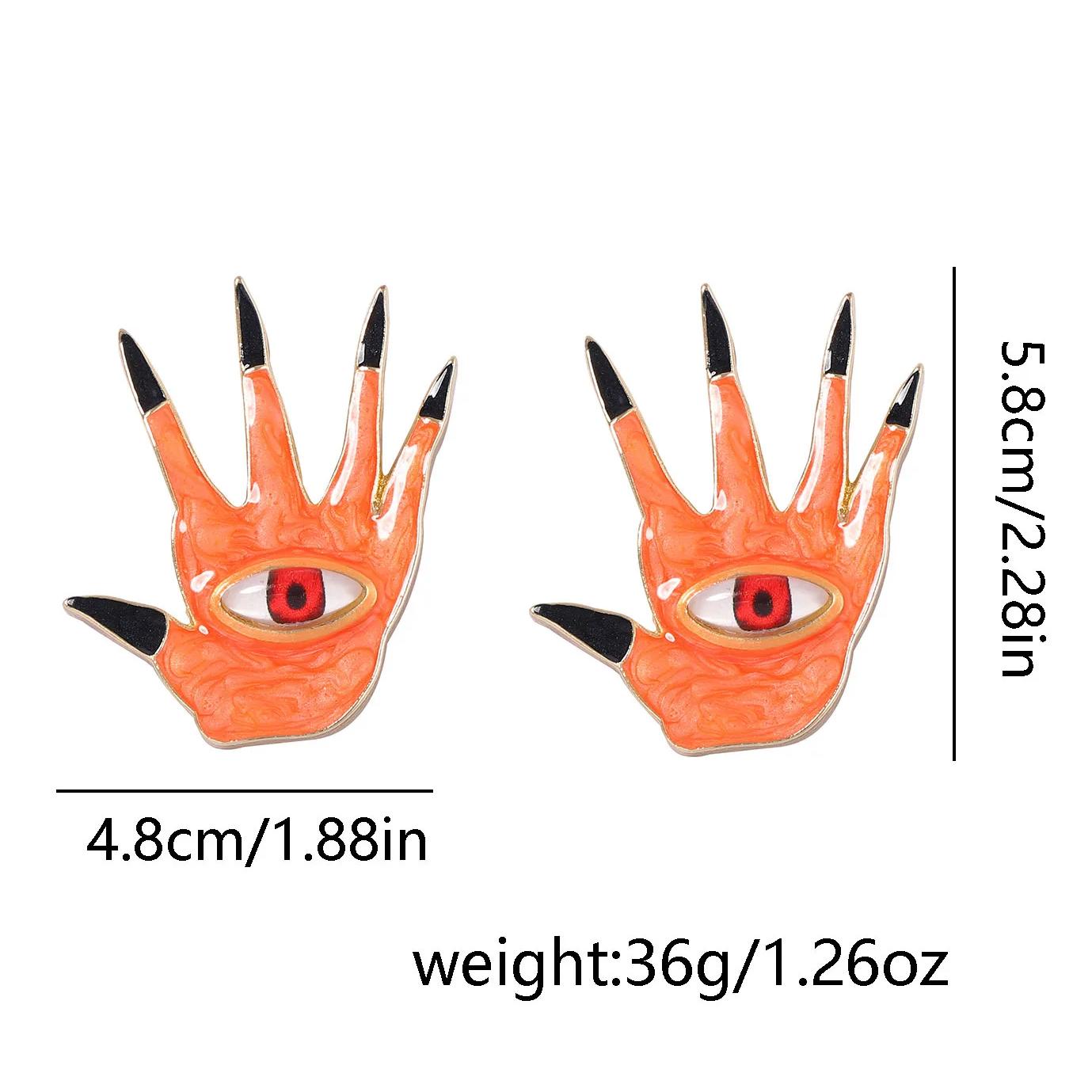 Halloween Devil’s Eye Five Finger Alloy Earrings - Image 5