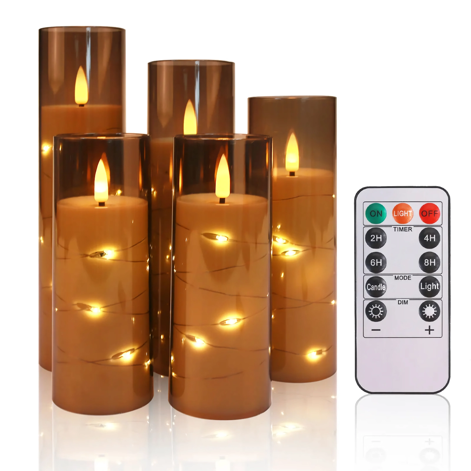 5Pc Flameless LED Candles with Star String & Remote Control – Flickering Tealight Set with Timer - Image 6