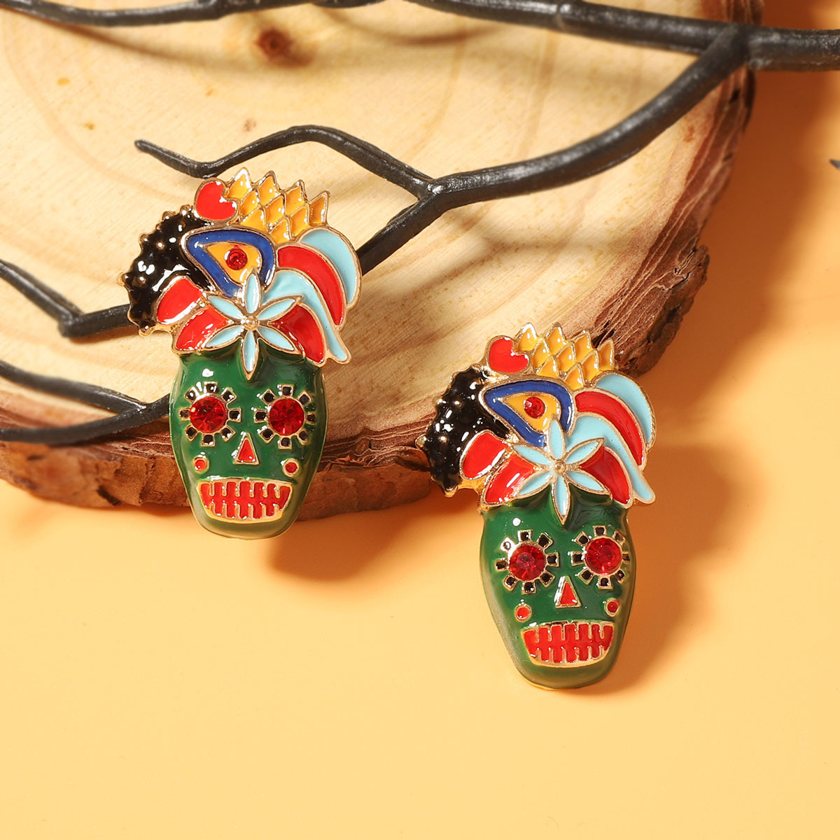Halloween Skull Cartoon Statement Earrings - Image 5