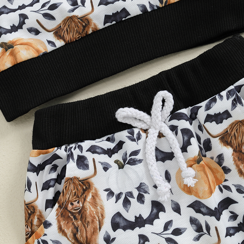 Adorable Baby Boy Halloween Cow Print Tracksuit - Cute Outfit Set - Image 5