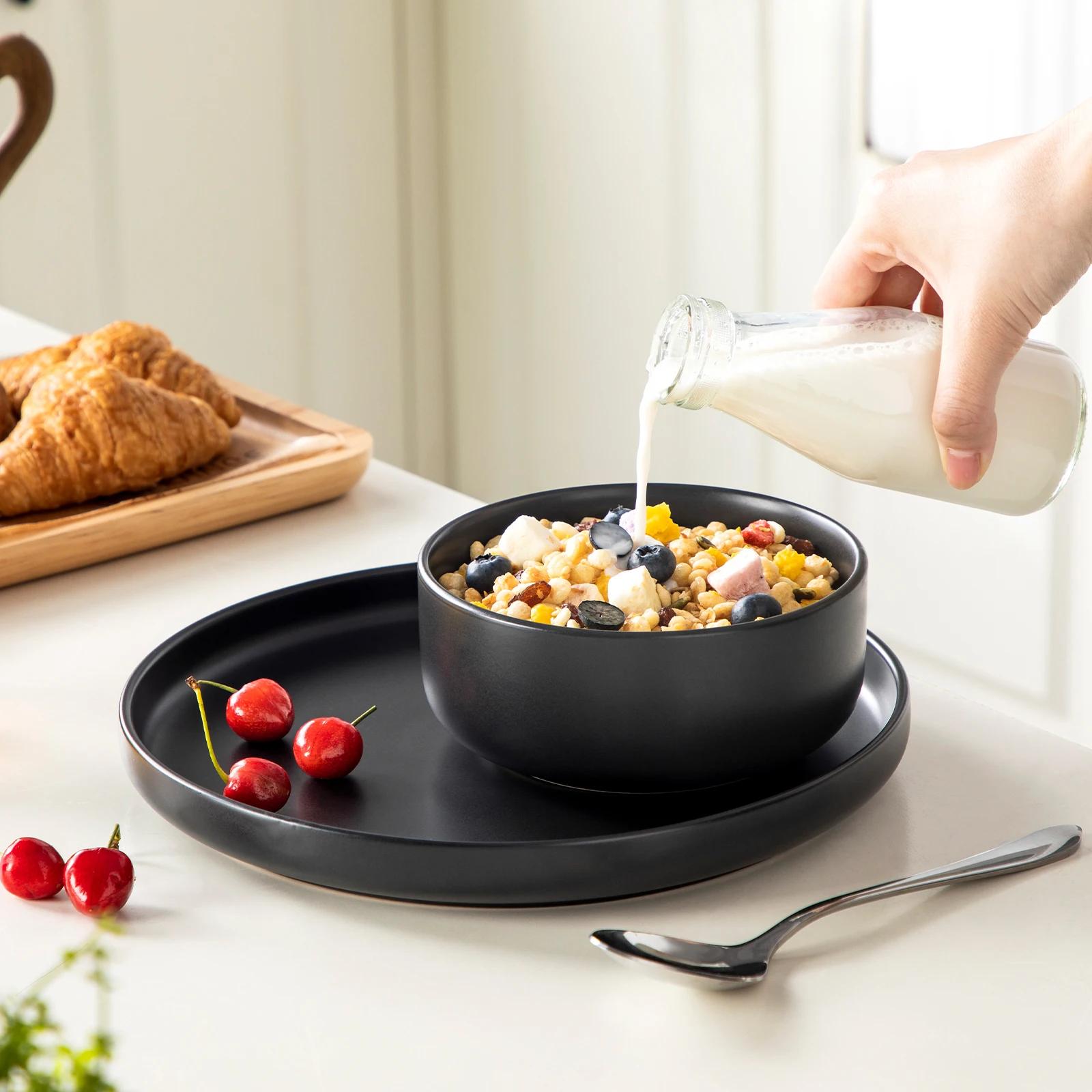 16-Piece Black Ceramic Dinnerware Set - Image 6