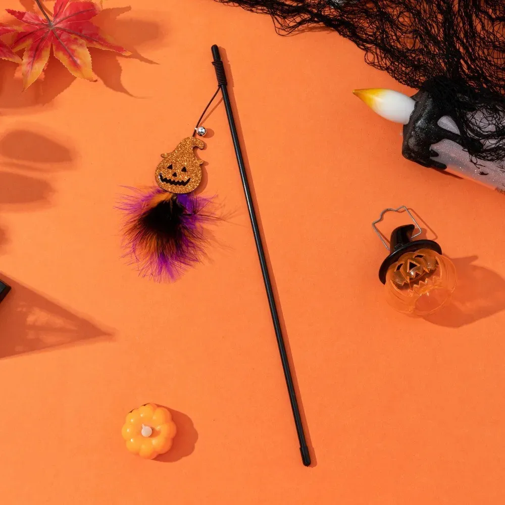 Interactive Halloween Cat Toy – Pumpkin, Ghost & Spider Wand - Image 3