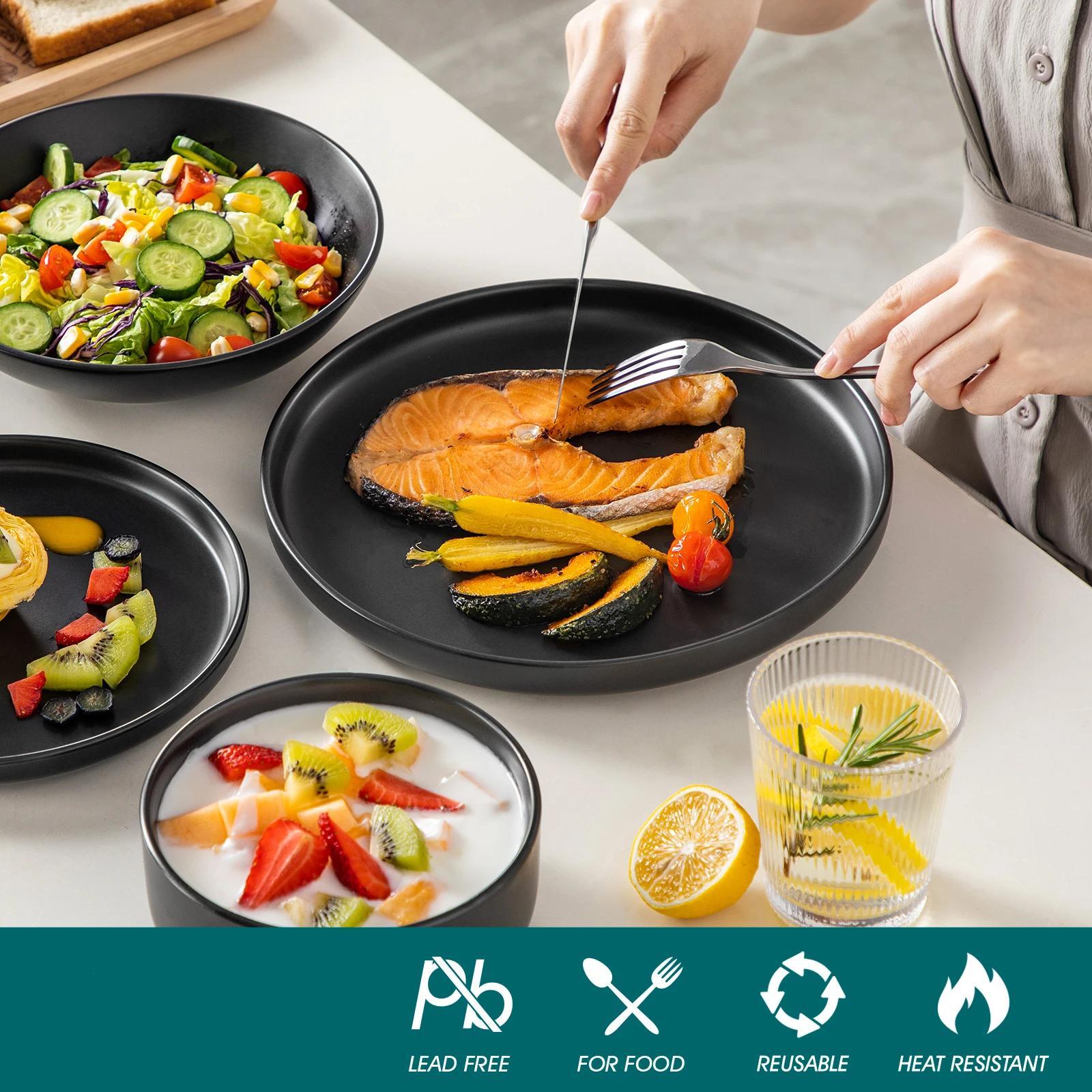 16-Piece Black Ceramic Dinnerware Set - Image 3
