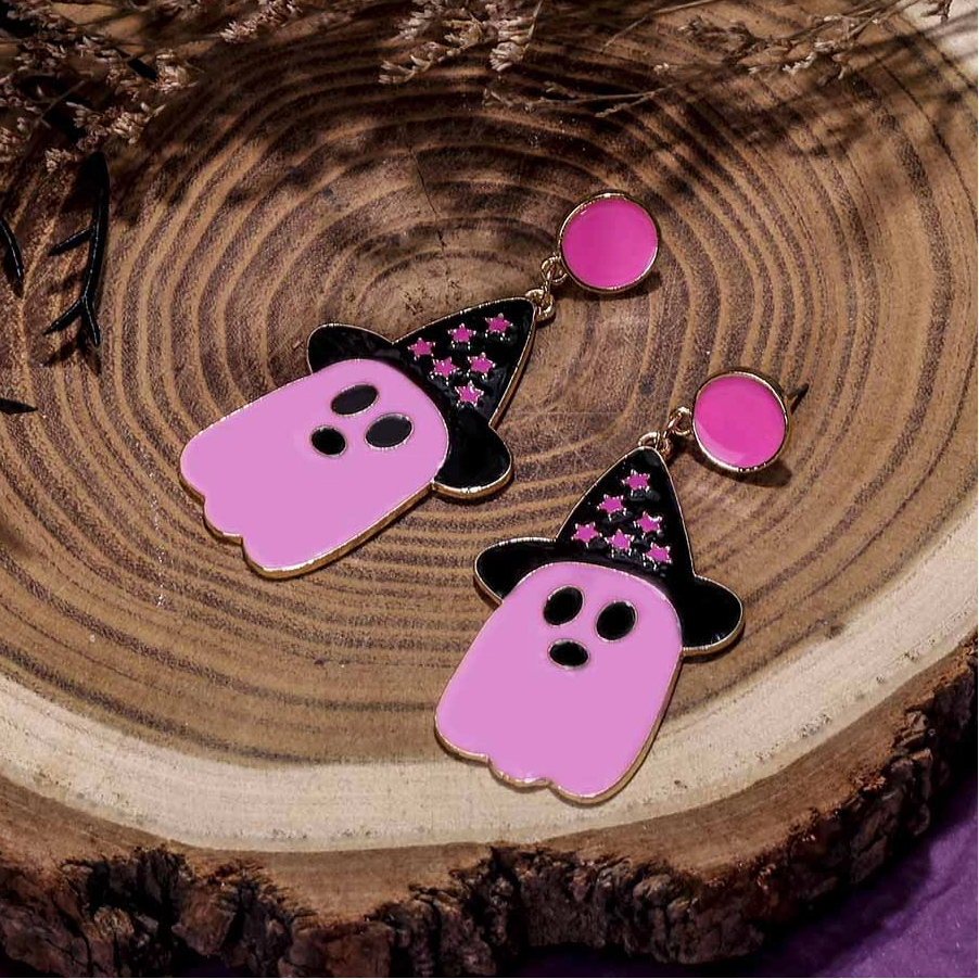 Halloween Wizard Hat & Ghost Drop Earrings
