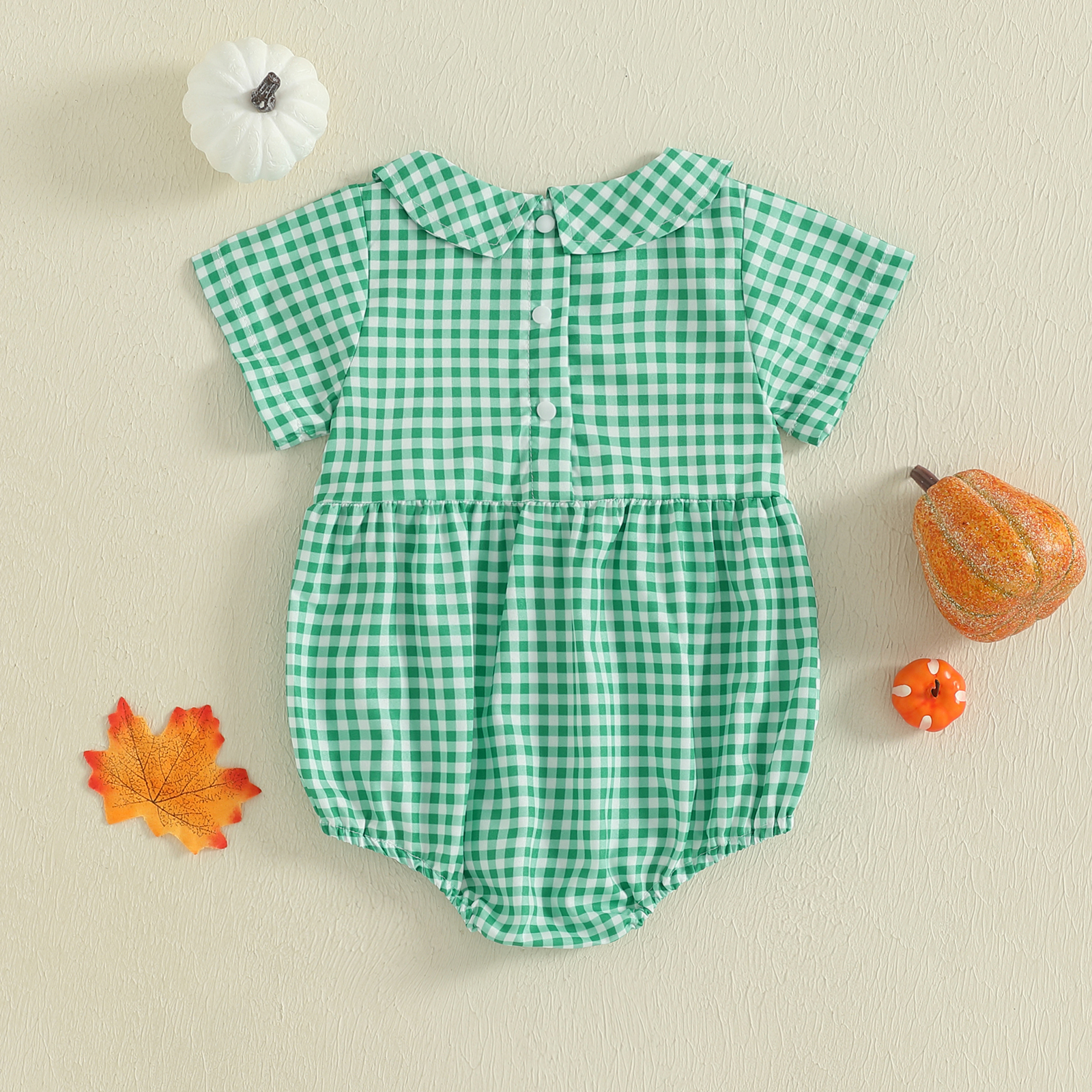Adorable Pumpkin Embroidery Romper for Baby Girls - Perfect for Halloween - Image 2