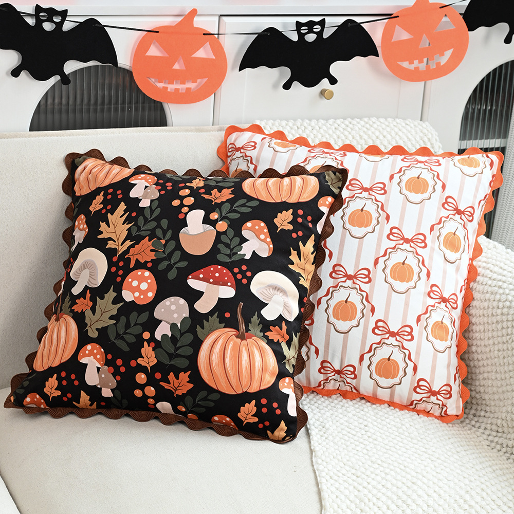 Halloween Day of The Dead Pumpkin Cushion Cover 18x18 Inch Decorative Pillowcase - Image 4