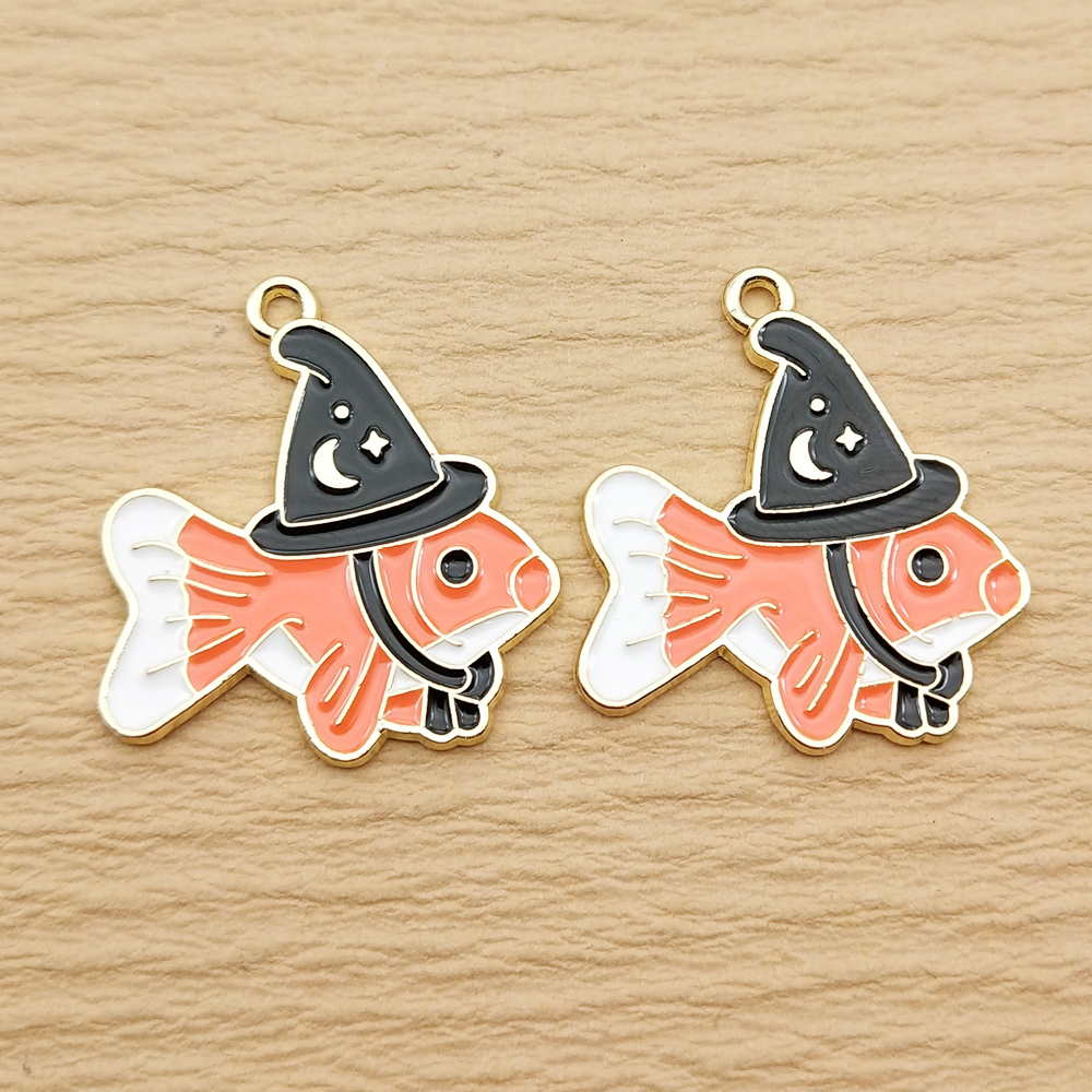 10pcs Colorful Cartoon Fish Charms for DIY Jewelry Making